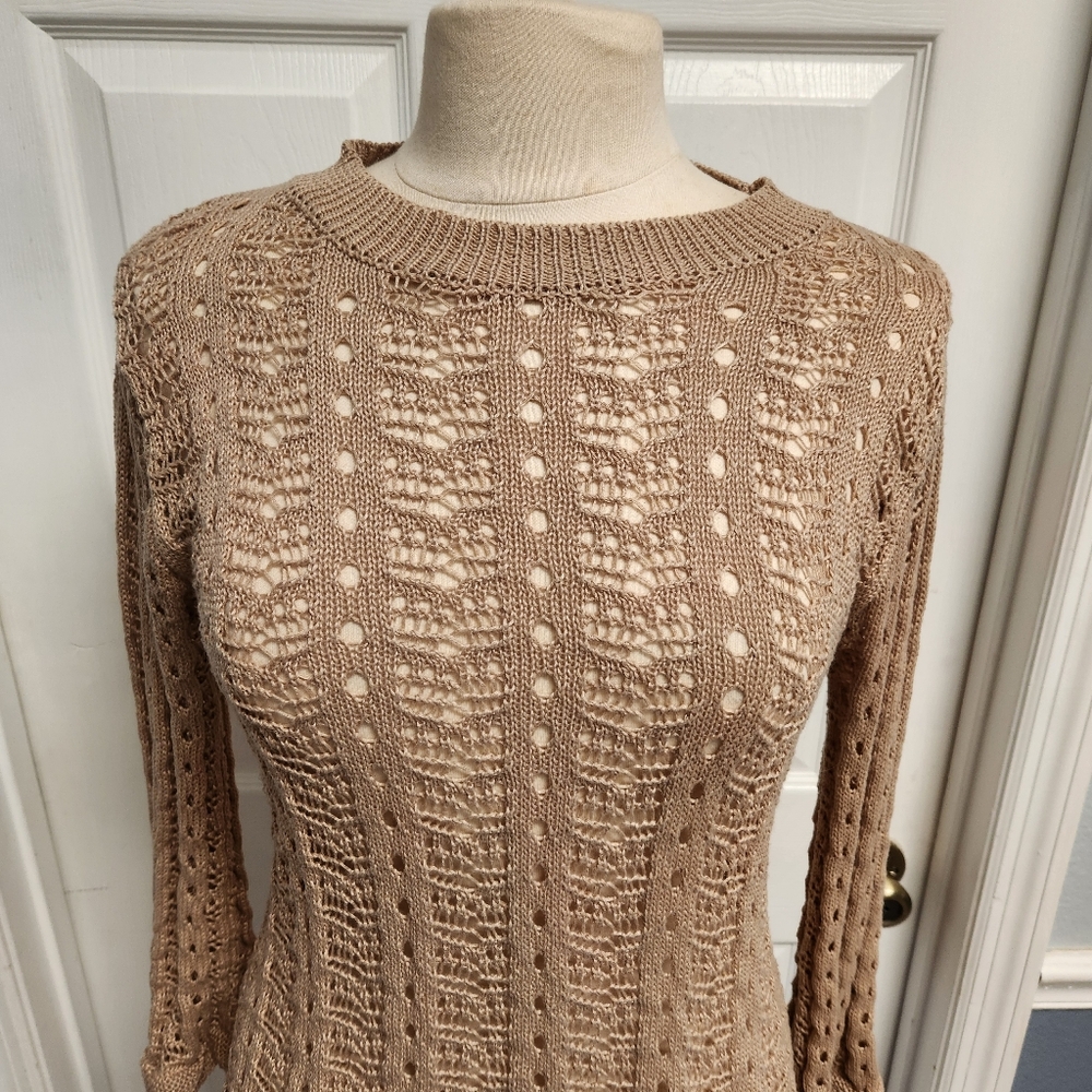 Crochet/Knit Mini Dress/Bathing Suit Cover-Up with Open Back - Picture 3 of 14